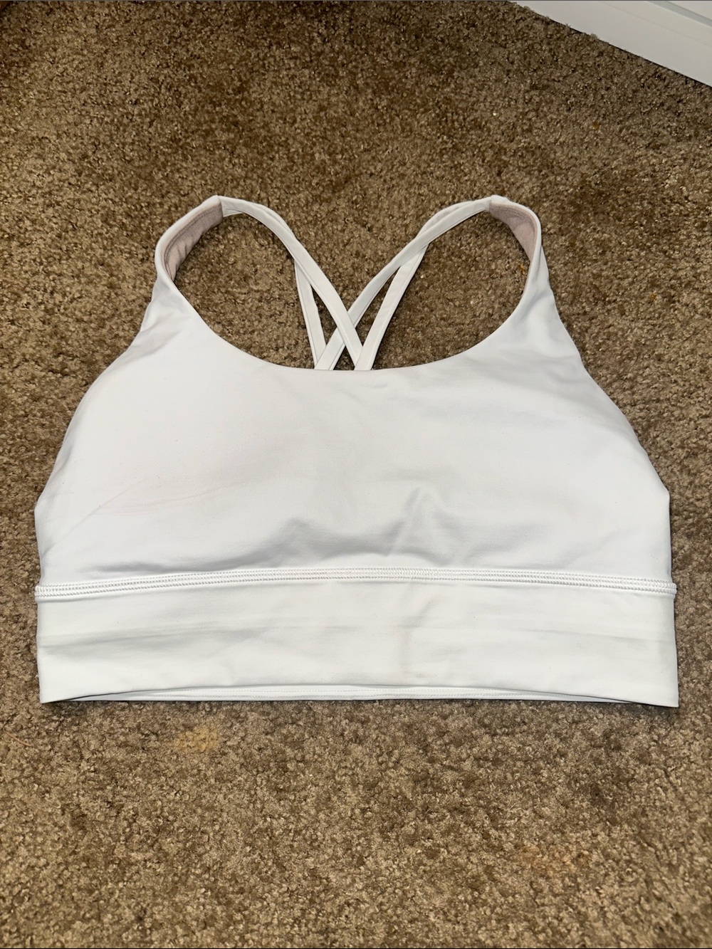 lululemon athletica White Strappy Cross-Back Sports Bra - long line bra